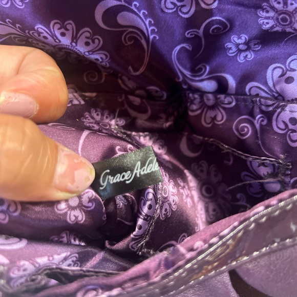 Grace Adele Quilted Purple Clutch - Picture 7 of 13